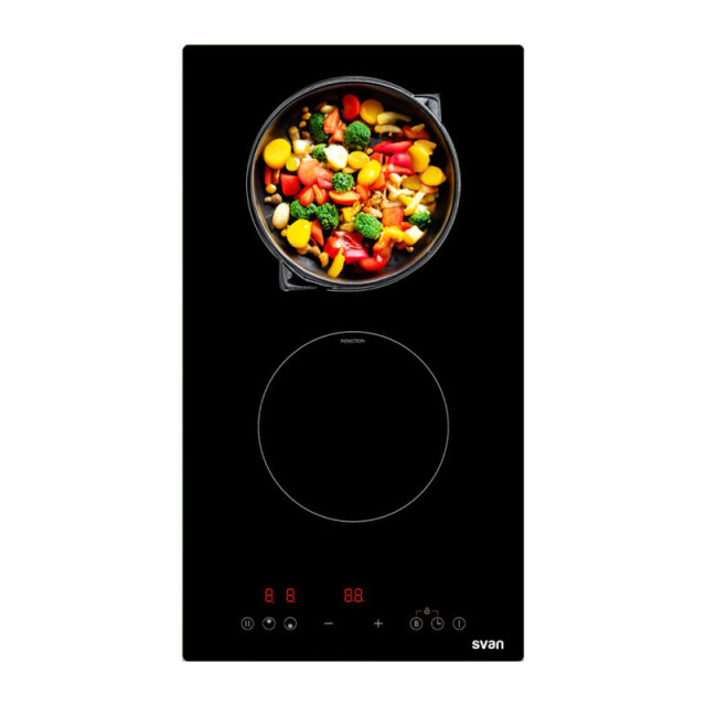 Svan SI2301- Placa cocción dominó inducción 28.8 cm encastrable 2 zonas Negro